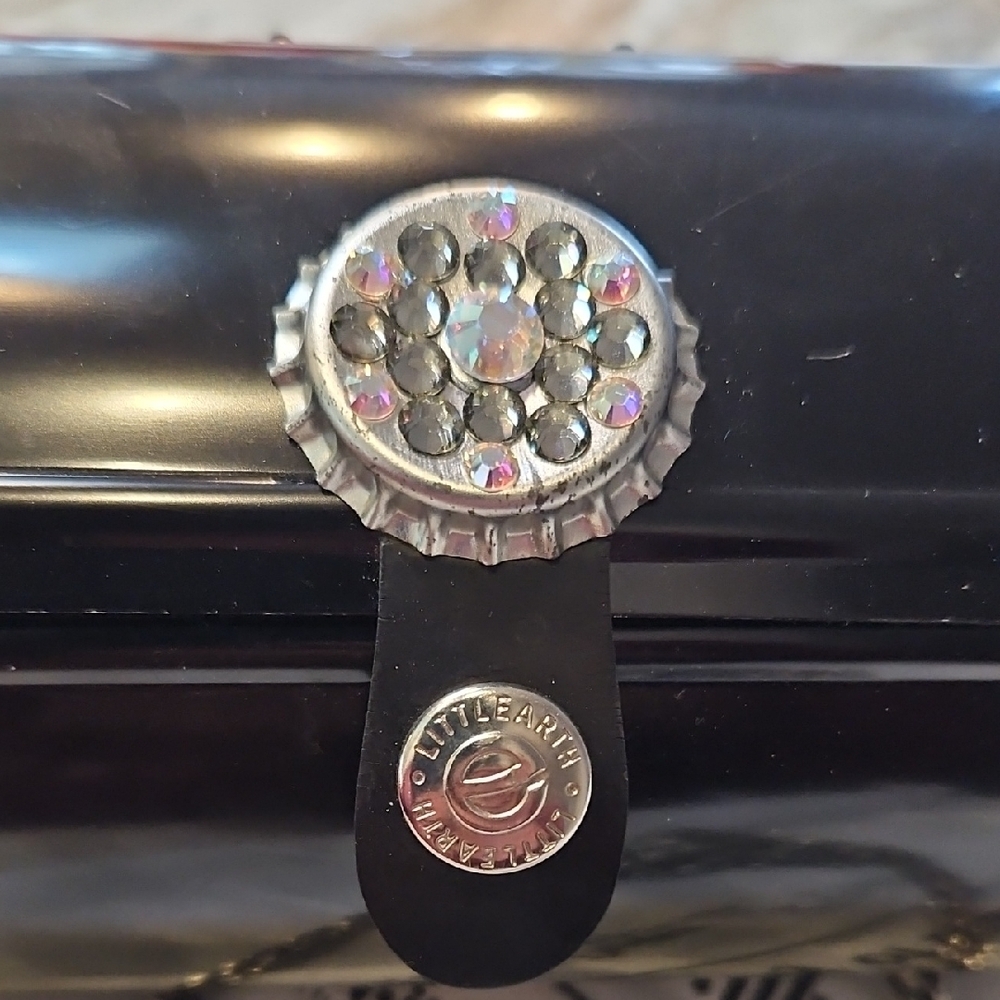 Harley-Davidson Black and Orange Rhinestone Logo Oil Can Purse - Picture 2 of 6